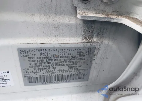 2020 Nissan Sentra Sv Xtronic Cvt z USA, uszkodzony, nr VIN 3N1AB8CVXLY211126